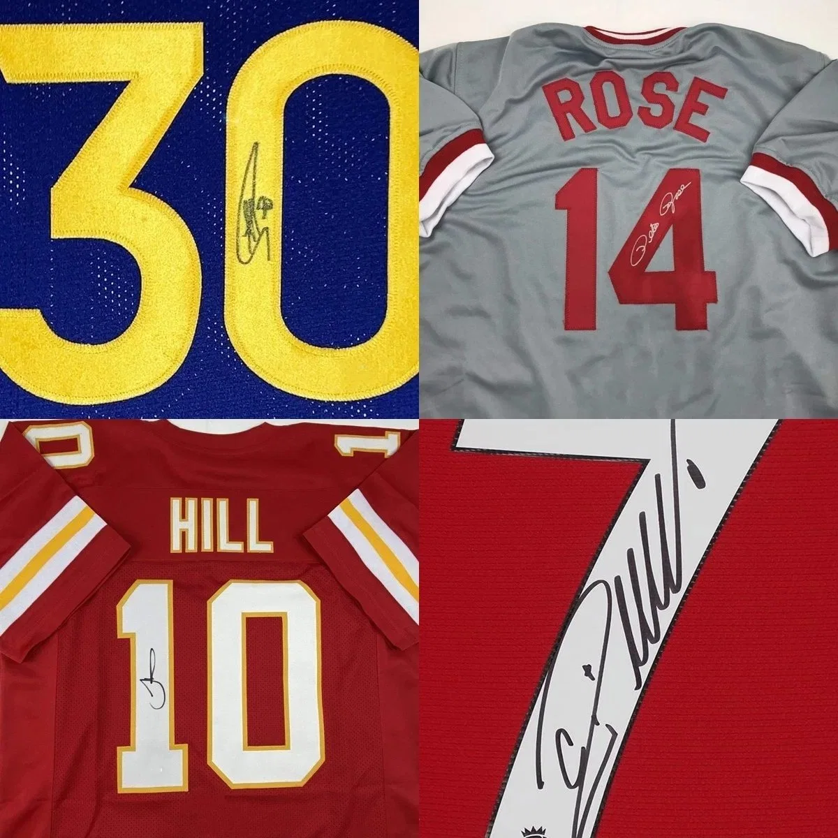 Wholesale/Supplier Dropshipping chandail de hockey de football de basket-ball signé Autographiée Tireek Hill Pete Rose Stephen Curry Cristiano Ronaldo souvenirs sportifs