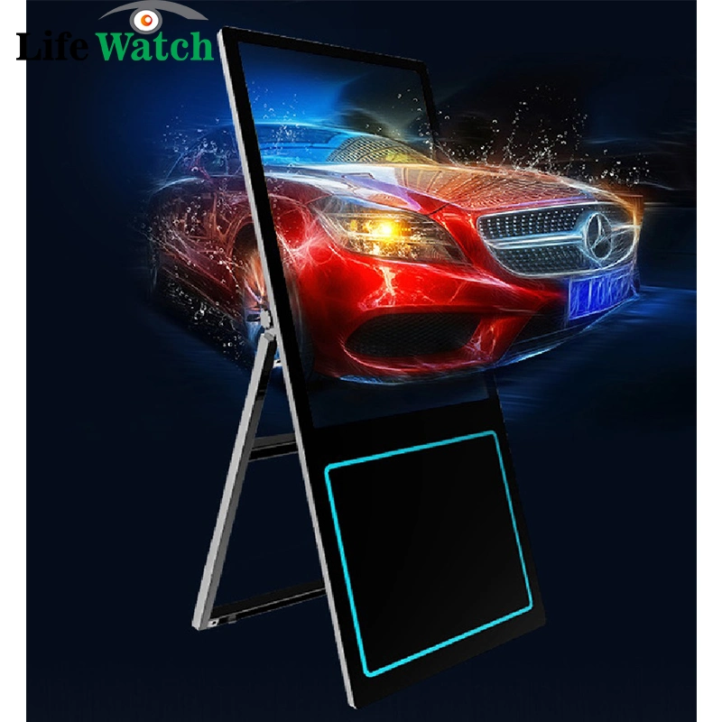 New Sales Prmotion Indoor Built-in LED Lamp Strip 55-Inch Indoor Foldable Portable LCD Digital Signage Kiosk Display