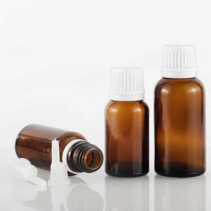 Wholesale/Supplier 5ml 10ml 15ml 20ml 30ml 50ml 100ml Amber Glass Essential Oil Bottles with Plastic Tamper Evident Caps and Drip Plugs