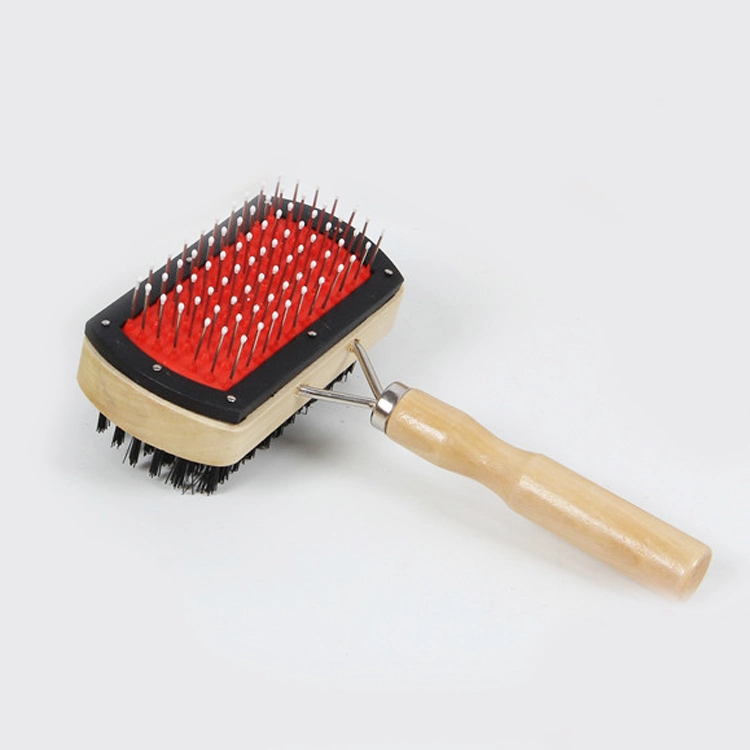 Quality Double Side Cat Grooming Supplies Dog Hair Deshedding Remover Custom Logo Pet Wood Brush