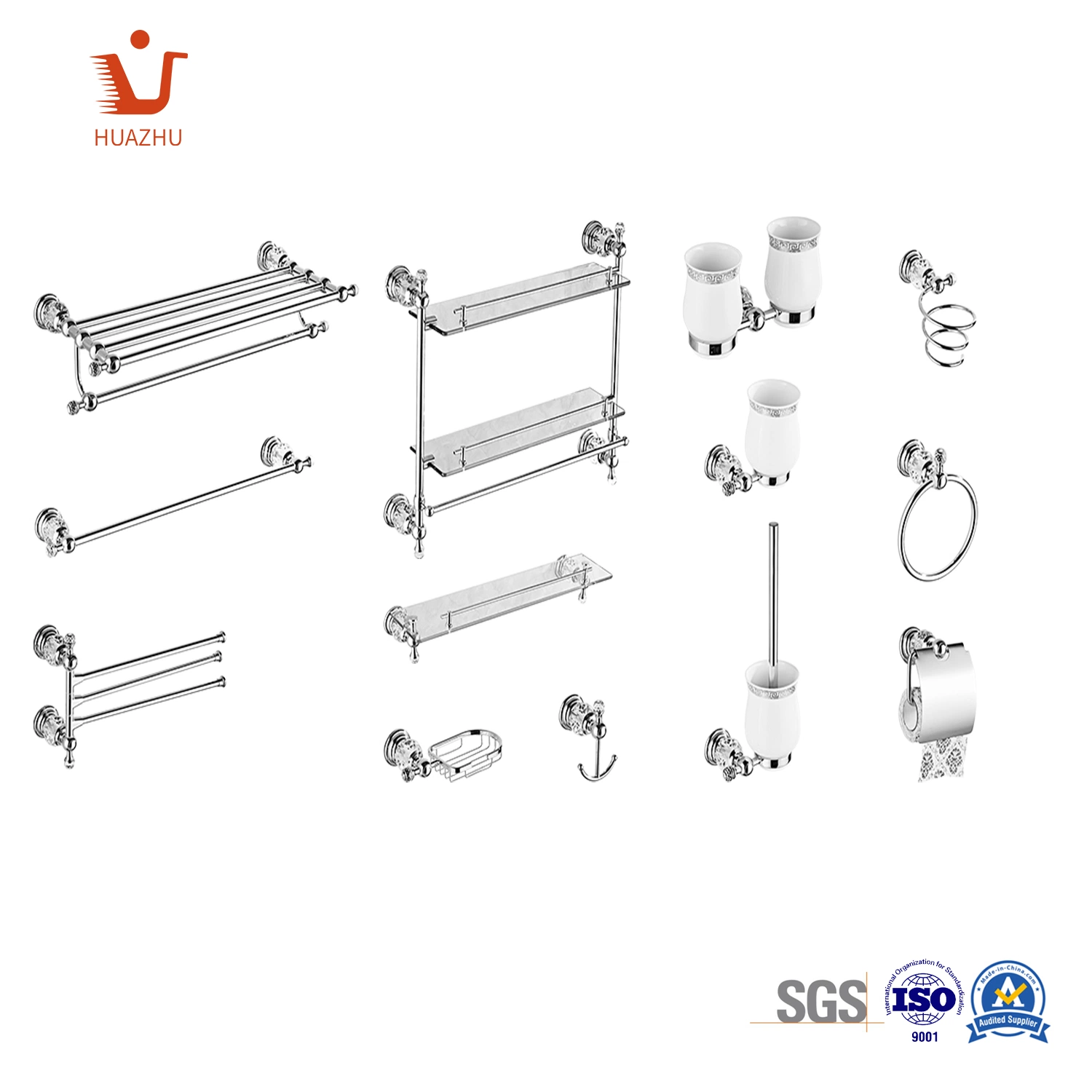 Accessoires de salle de bains personnalisés ensemble de quincaillerie SUS304 porte-serviette en Chrome