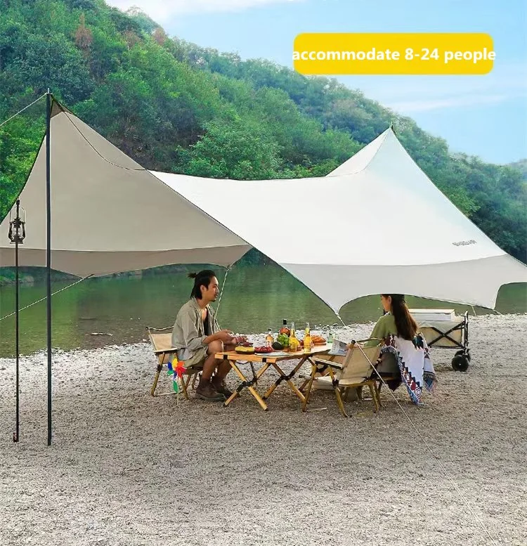 Vinyl Canopy Tent Outdoor Camping Sunshade Picnic Tables and Chairs Sunscreen Octagonal Shape