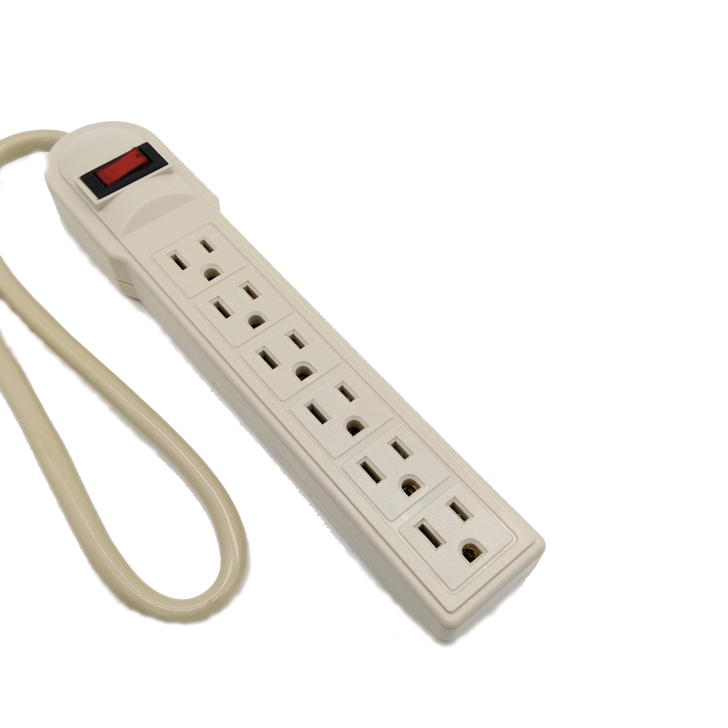 6 Outlet Surge Protector Power Strip Vertical Type for South/Latin America Market 110V 15A 14AWG