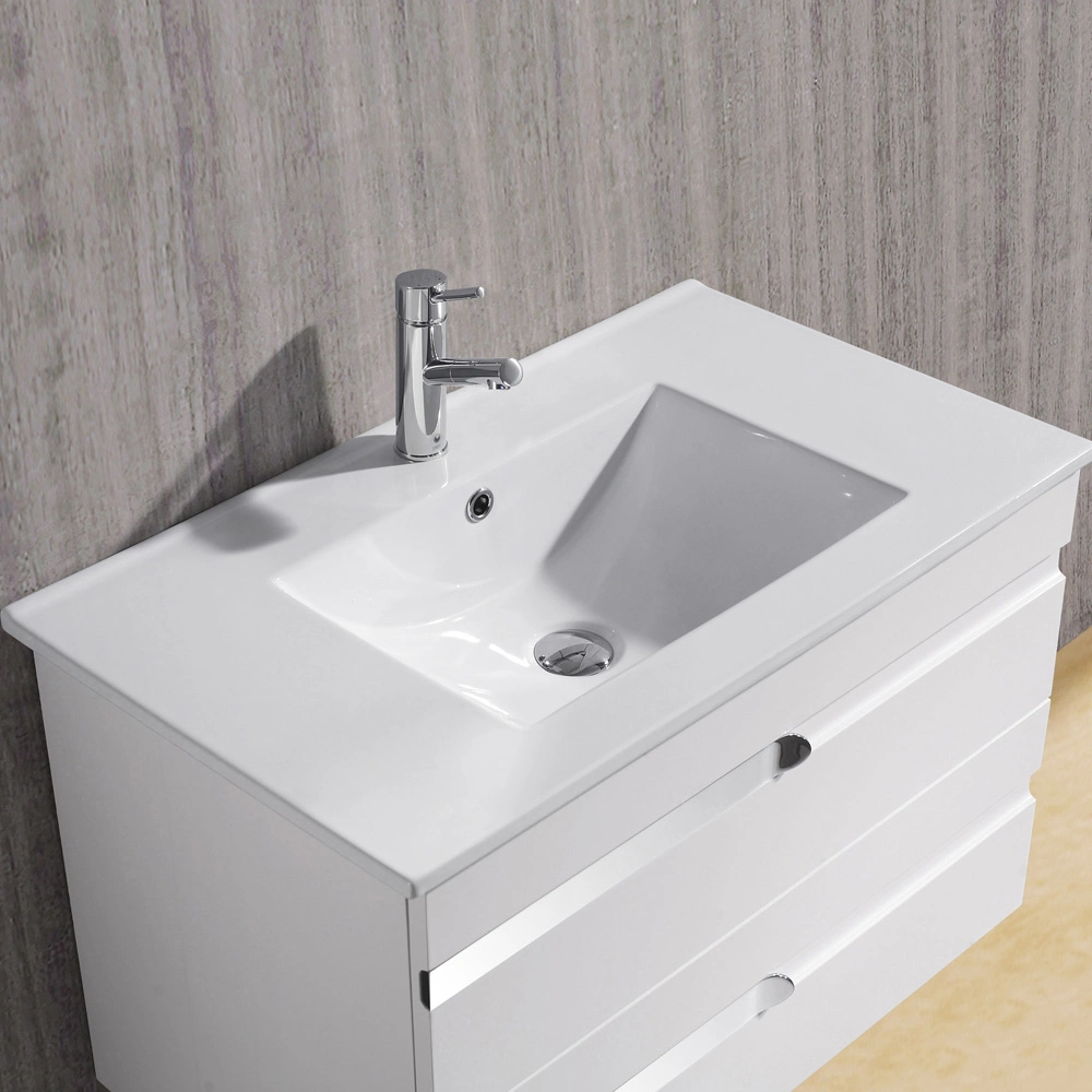 30" gabinete de vanidades de baño con lavabo de cerámica y diseño moderno de cajón blanco nuevo