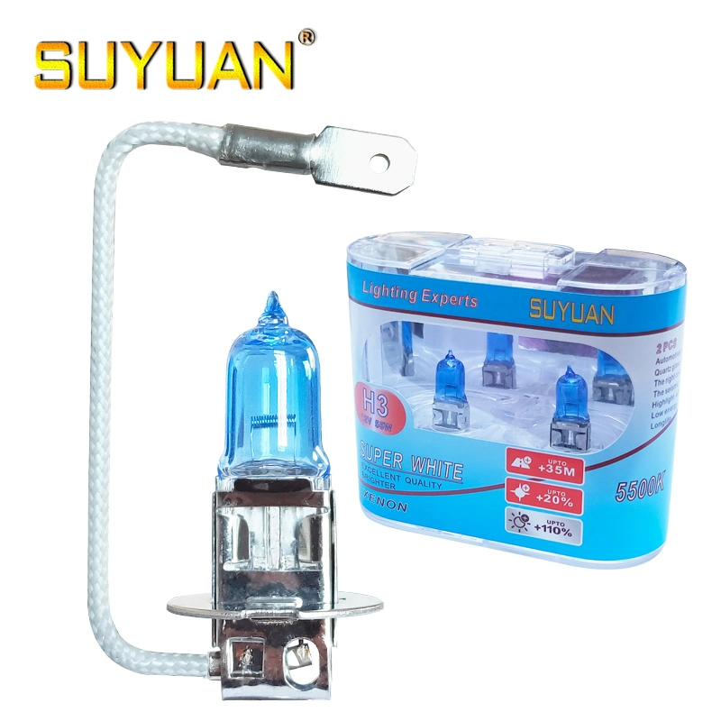 Factory 5500K Headlight Car Bulb 12V55W H3 Halogen Fog Light Car Lighting with Crystal Box