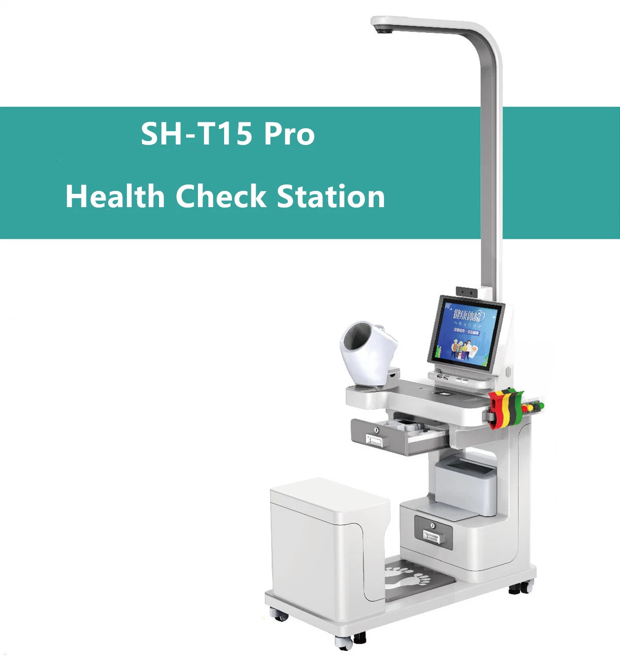 Smart Body Health Checkup Kiosk mit Touchscreen-Werbedisplay