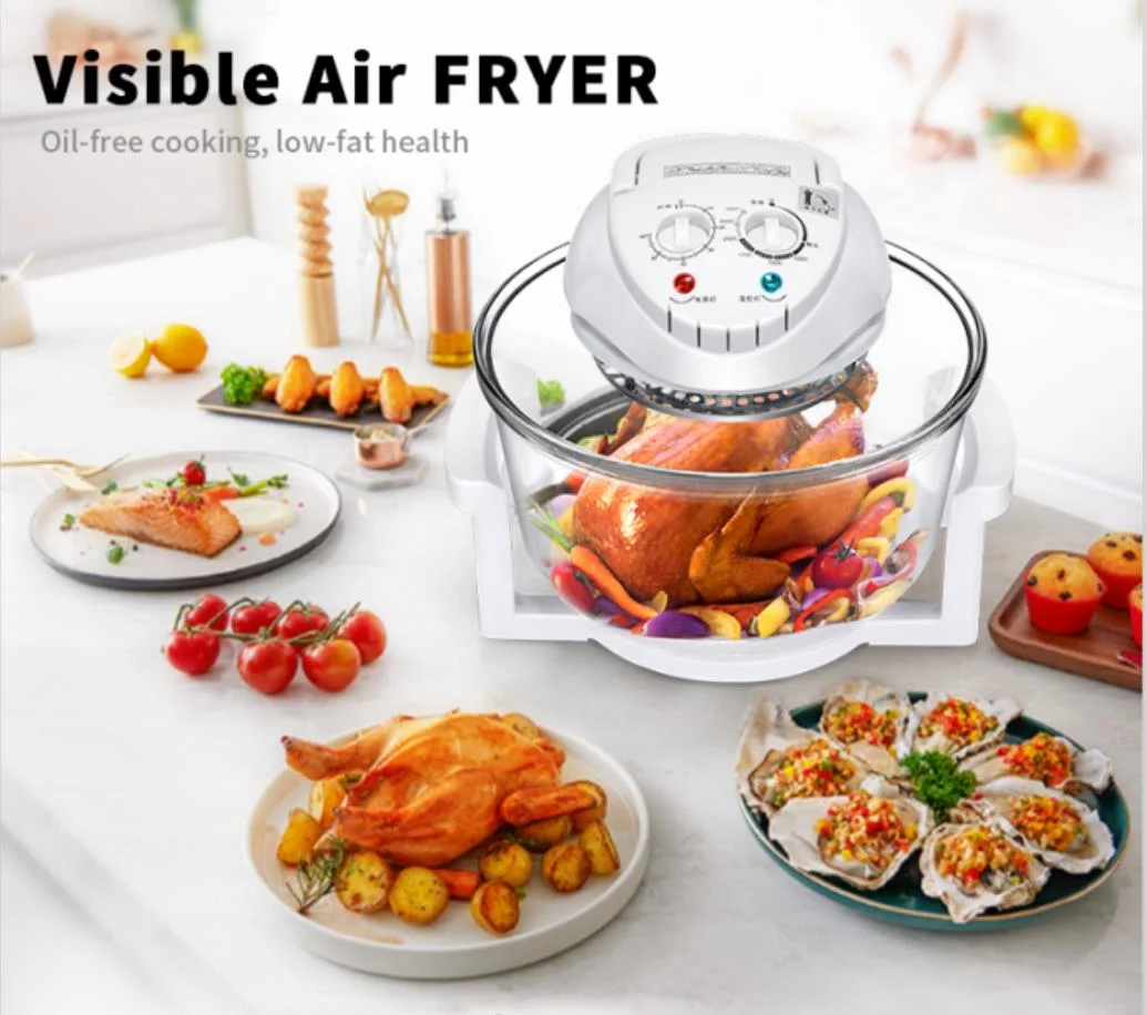 Halogen Oven 12L Forno de Convecção de Halogênio com Vidro Visível Fritadeira de Ar Forno de Convecção de Halogênio Elétrico Forno de Halogênio Cozinheiro Silver Crest Tigela de Vidro de Convecção Forno de Halogênio Turbo Forno Venda