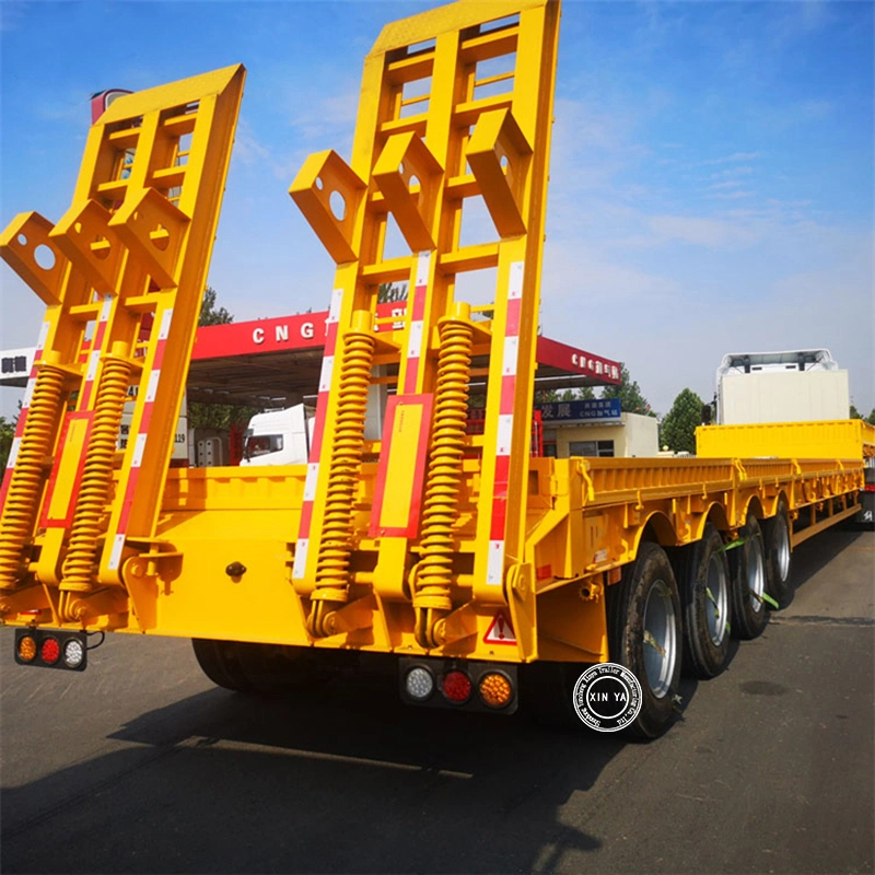 Heavy Duty transporteur 60 tonnes Tri-Axles Semi basse camion-remorque de lit&amp;tracteur de remorquage pont Faible Faible garçon semi-remorque pour la vente