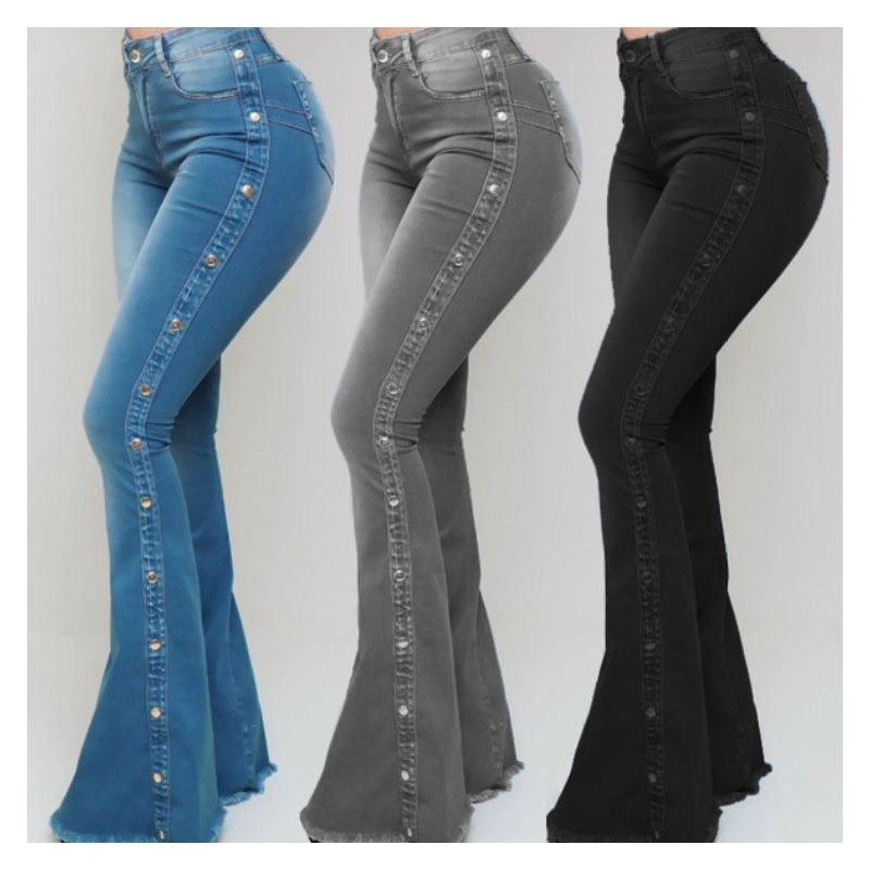2023 New Explosive High-Waisted Stretch Mop Flared Jeans for Women Pants