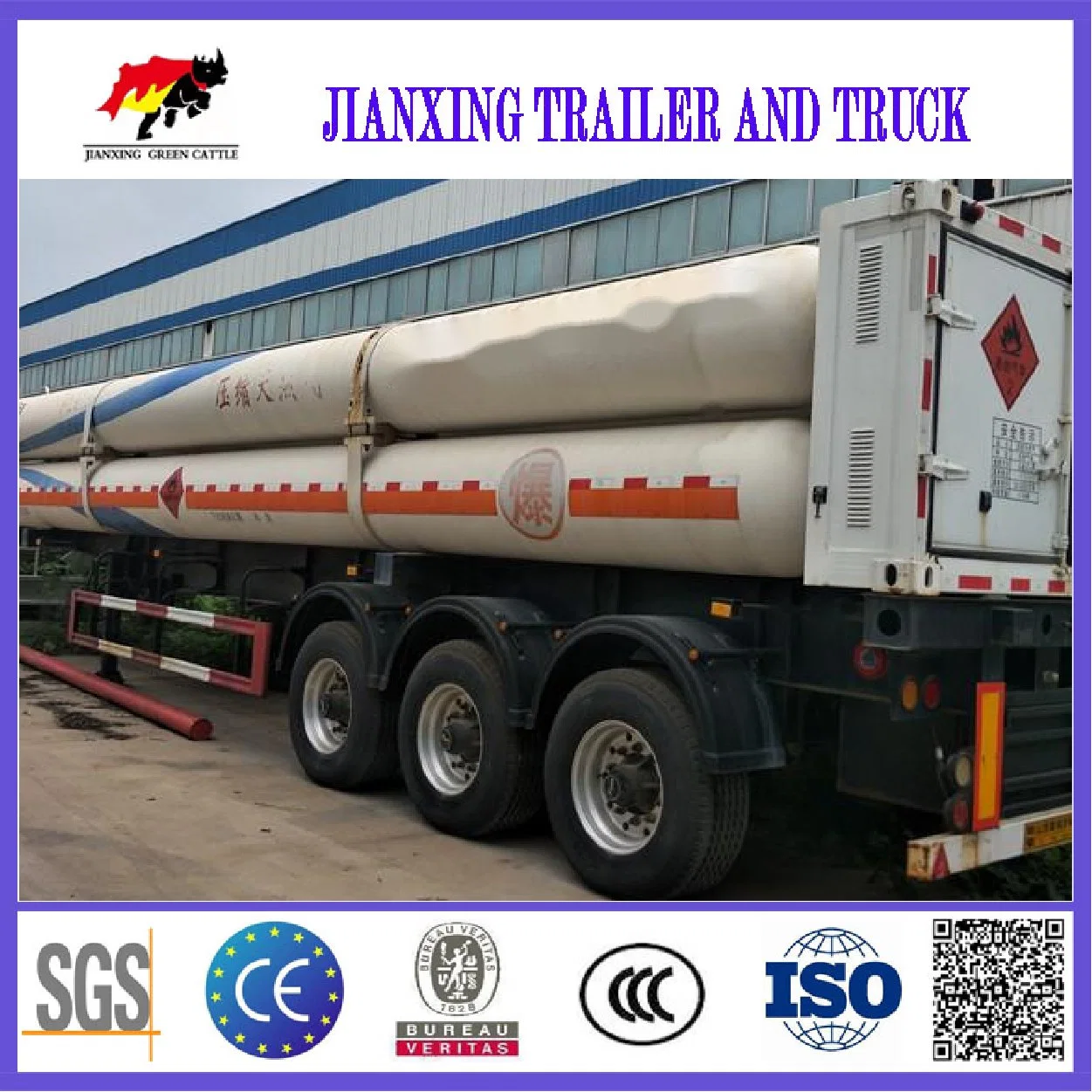 40FT 3 Axles Compressed Natural Gas CNG H2 Storage and Transport Tube Skid Tanks with Semi Trailer