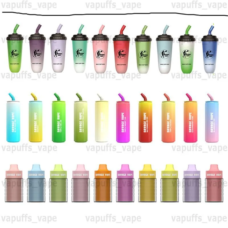 Haute qualité en vente modèles explosifs Savage Vape crayon 10000 Puffs E cigarette jetable Vapes Puff Max Cup 6000 couches Cristal Desechables rechargeable