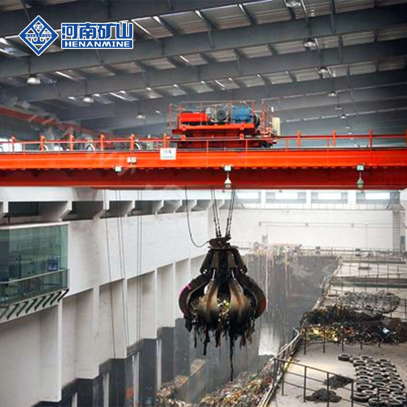 Double Girder Overhead Garbage Crane with Grab Bucket