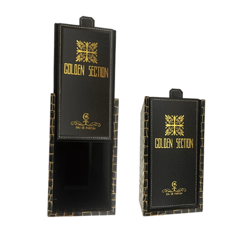 Unique Design Logo Printing Plastic Acrylic Gold Black Perfume Gift Box