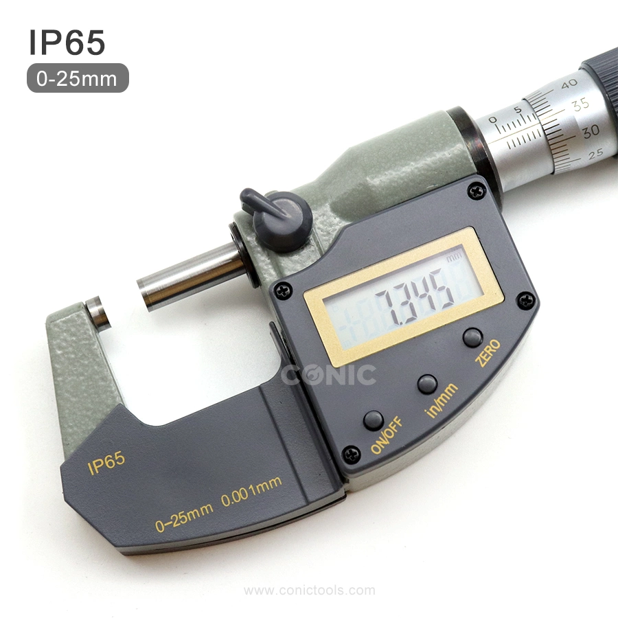 IP65 Waterproof and Dustproof 0-25X0.001mm Electronic Digital Outside Micrometer