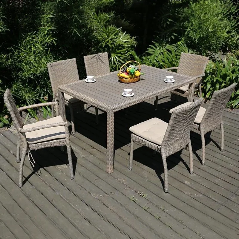 Moderne Rattan Garten Wicker Kostenlose Kombination Patio Möbel Cafe Restaurant Wicker Kunststoff Rattan Tischstuhl Möbel