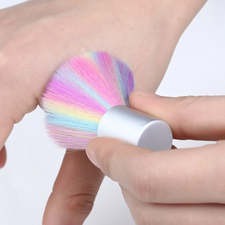 Hot Sale Customized Logo Single Rainbow Brush Makeup Brush Nylon Hair Nail Dust Cleaner Brush