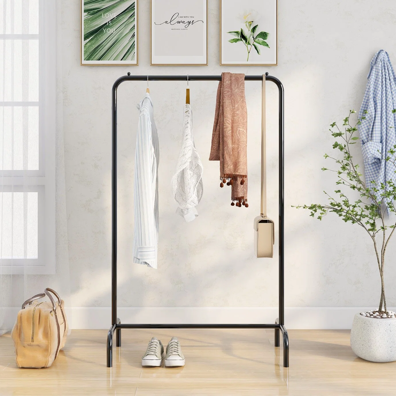 Modern Metal Floor-to-Ceiling Clothes Rack