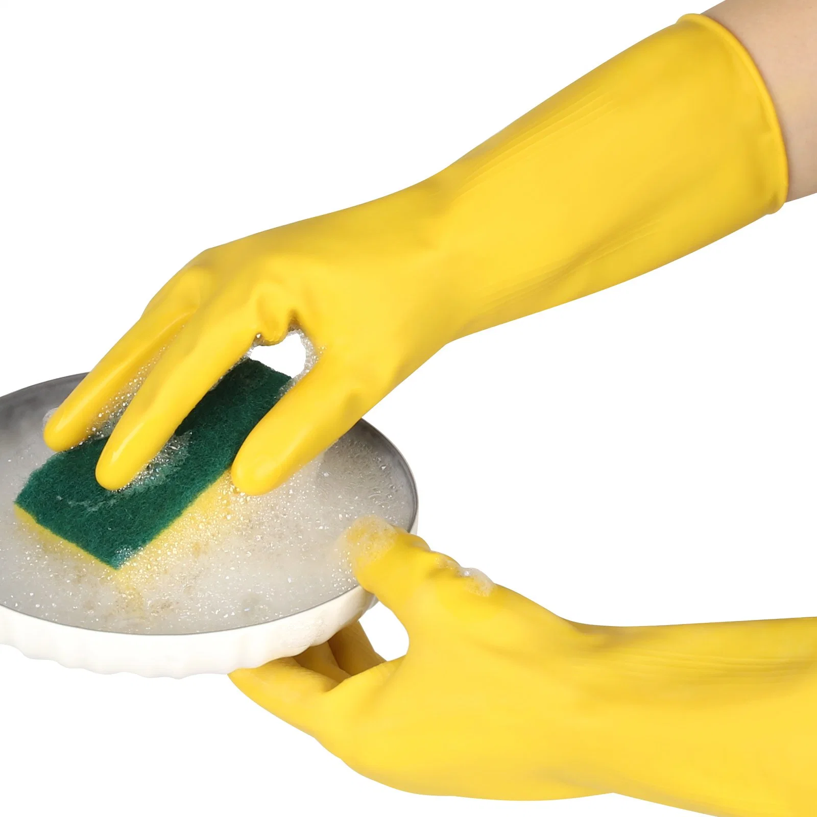 China Wholesale Yellow Latex/Rubber/Silicone Guantes Dishwashing Industrial Household Work Gloves