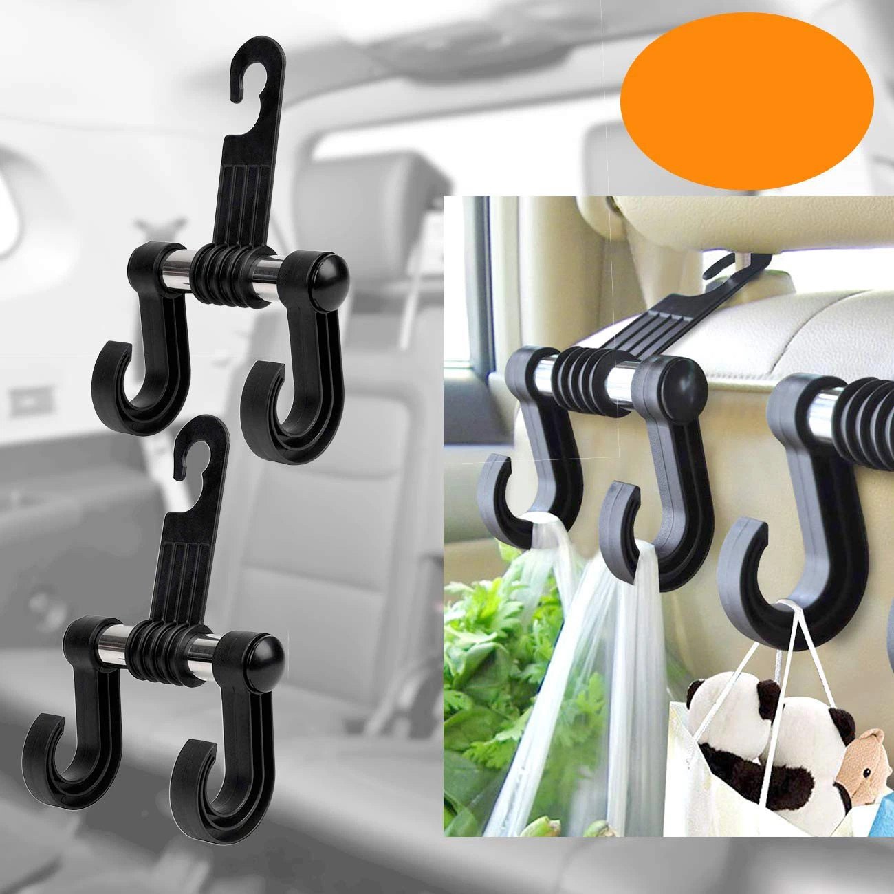 Car Seat Hook Auto Mount Universal Heavy Duty Auto Headrest Double Hook Hanger Bl12901