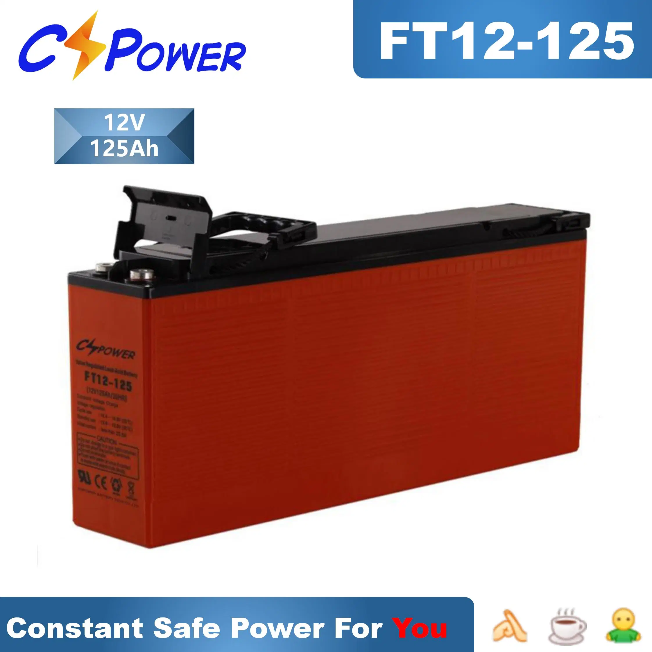 12V160ah terminal avant d'énergie batterie plomb-acide Telecom VRLA