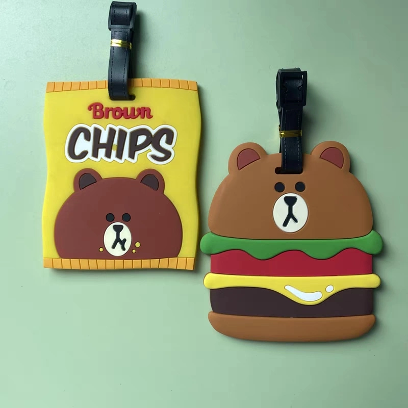 Custom Burger Bear Travel Soft PVC Luggage Tag/Name Tag