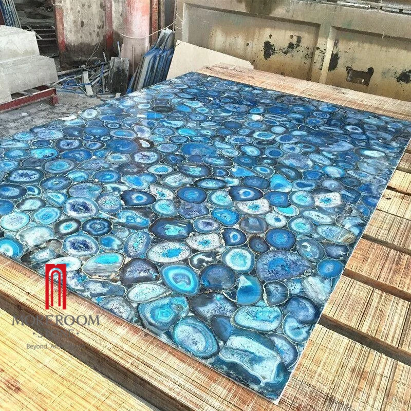 Blue Marble Onyx caractéristique d'Agate parois translucides de prix de la dalle