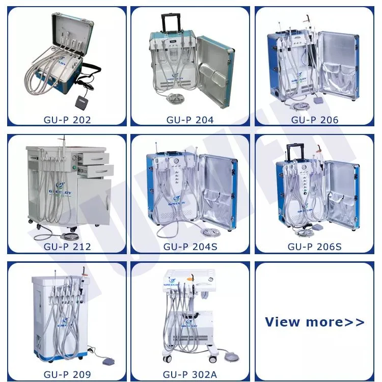 CE ISO Approved Portable Mobile Dental Unit Cart Turbine with Air Compressor LED Light Curing