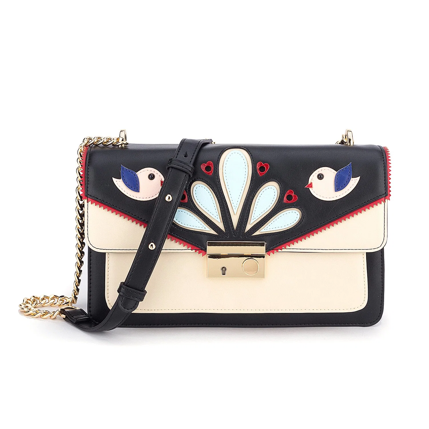 2019 Designer Multi Color Applique Pattern Ladies Crossbody Bag