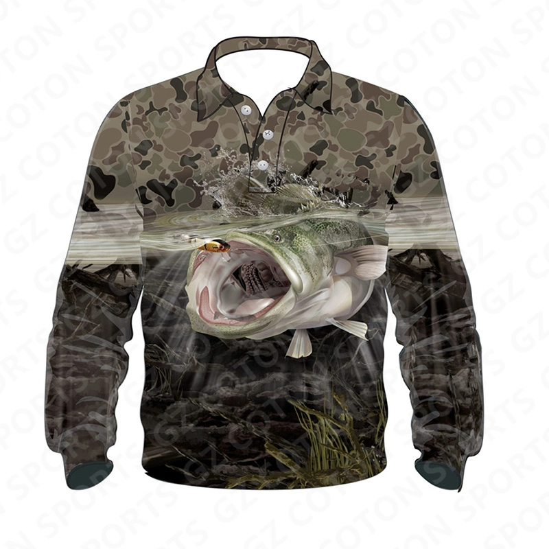 Custom Made Mens Fishing Clothing Sublimation Tournament Blank Long Sleeve Fishing Shirts