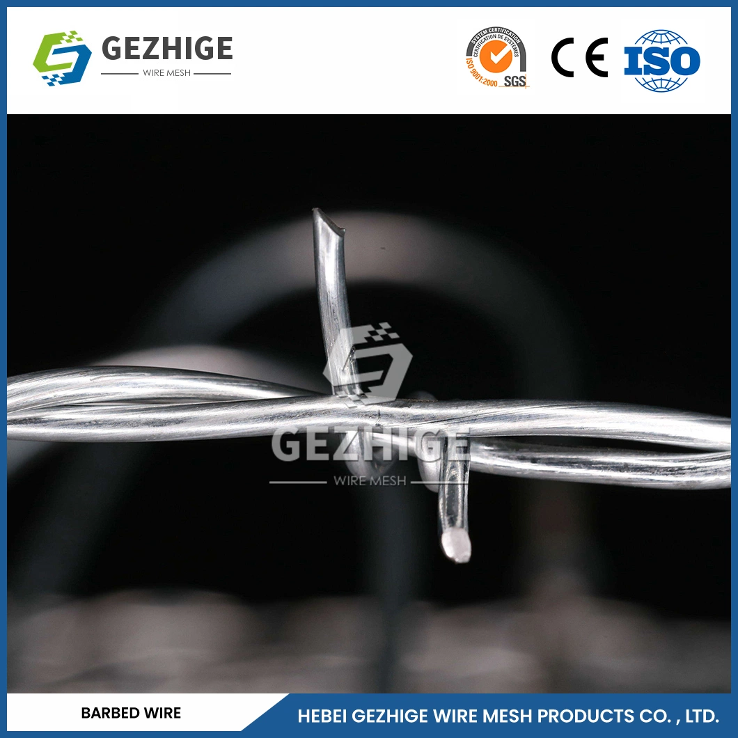 Gezhige 200m Barbed Wire Manufacturers 21mm Bard Width Single Loop Razor Barbed Wire China 10.4569 Thorn Distance 12X12 Gauge Barbed Wire