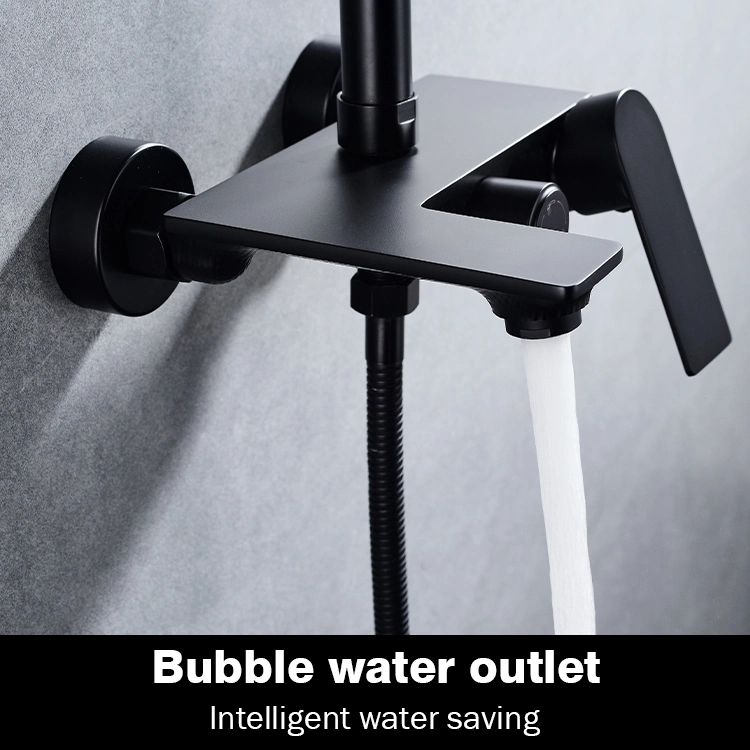 Sanipro Sliding Column Shower Head Rain Rainfall System Black Brass Hot Cold Bath Taps Faucets Mixer Bathroom Shower Set