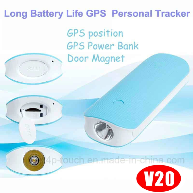 Hot Selling 2G GSM Real Time Position Large Battery Capacity Mini Portable GPS Tracking Device with Torch Light V20