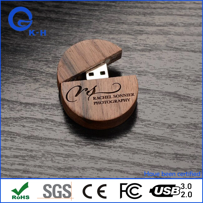 Creative Round Holz USB-Flash-Laufwerk 16GB 32GB 64GB für Werbegeschenk