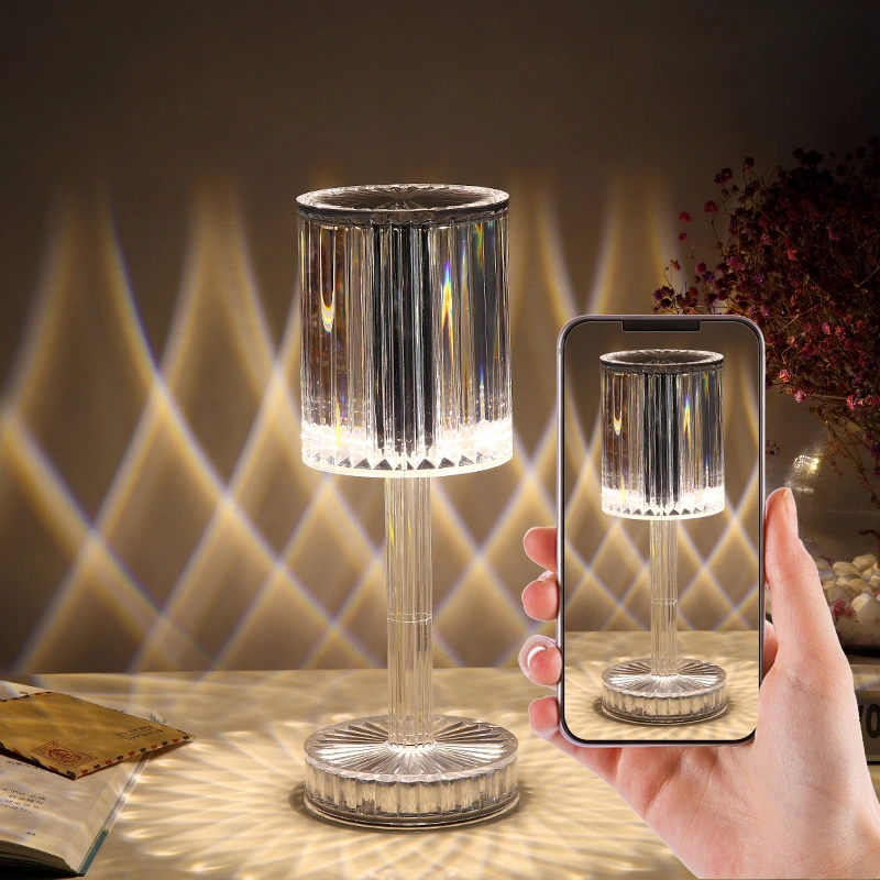Rechargeable Touch Dimmable Crystal Table Lamp with 3 Dimmable Colors