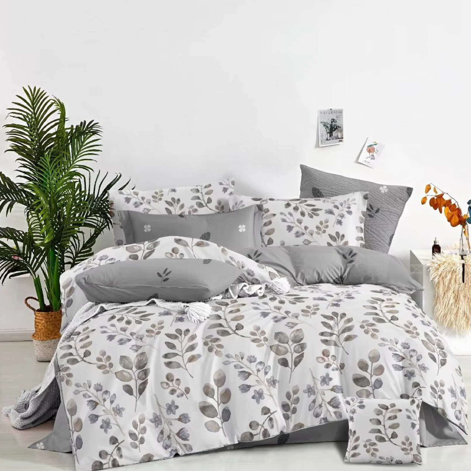 Polyester Printed Pillow Sham OEM Duvet Cover Set Quilted Bedspread Microfiber Bedsheets Sanding Bed Linen Collection Home Textile Bedding