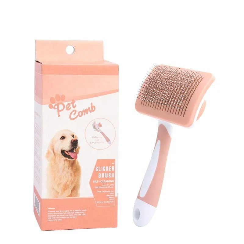 Automatically Self Cleaning Pet Tool Steel Needle Hair Remover Pet Grooming Brush