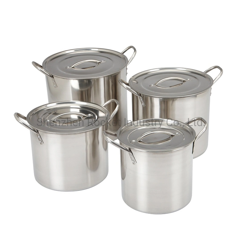 قدر كبير للطبخ من الفولاذ المقاوم للصدأ وعاء مخزون الجسم العالي وعاء الحساء