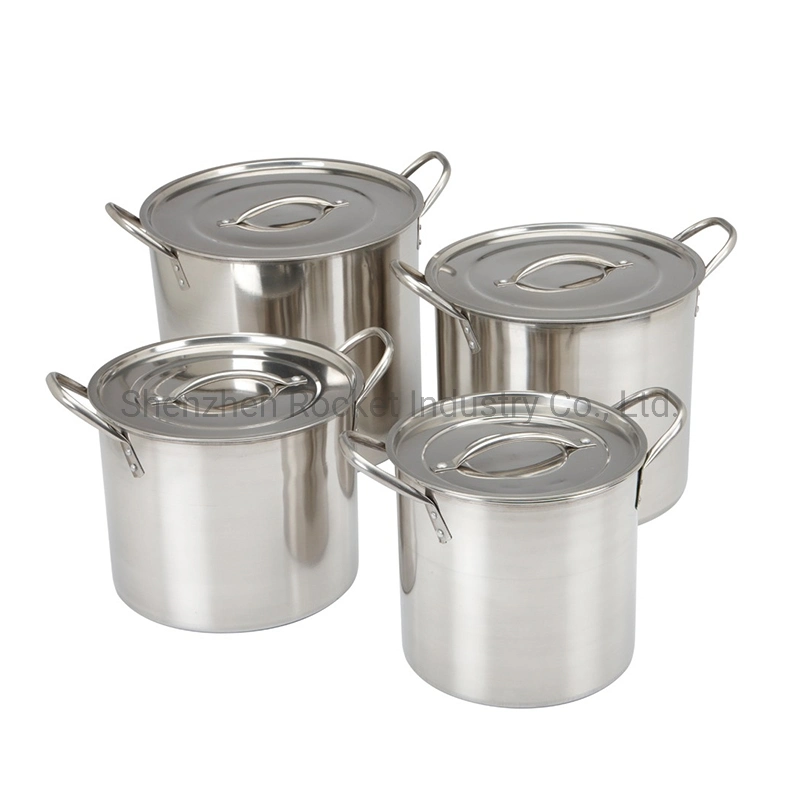 Big Cooking Pot Stainless Steel Lid High Body Stock Pot Soup Pot