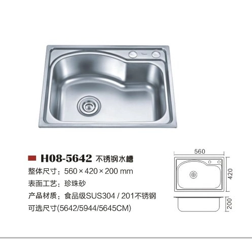 China Wholesale/Supplier Kitchen Sink Single Bowl SUS 201/304 Stainless Steel or Nano Material Handmade Drop-in Undermount Under Mount Kitchen Sink Basin Price