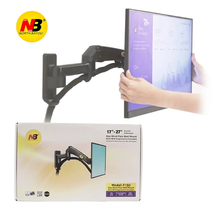 to USA Nb F150 17"-35" Aluminum Alloy Full Motion Gas Spring Wall Mount 360&deg; Monitor Holder Gas Spring Arm TV Monitor Arm