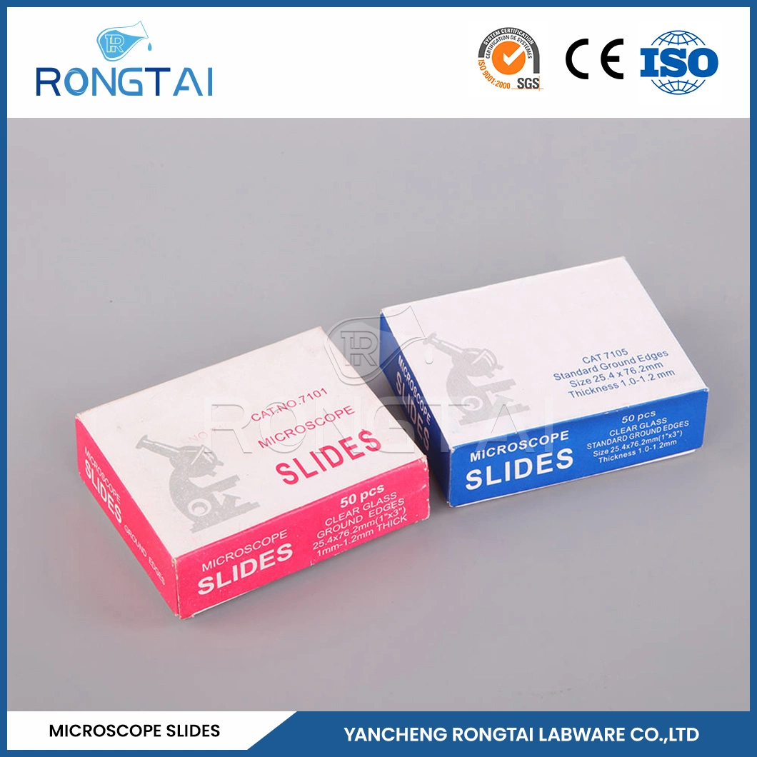 Rongtai Glass Slide Factory Gelatin Coated Microscope Slides China 7101 7102 7105 7107 7109 Cell Slides for Microscope