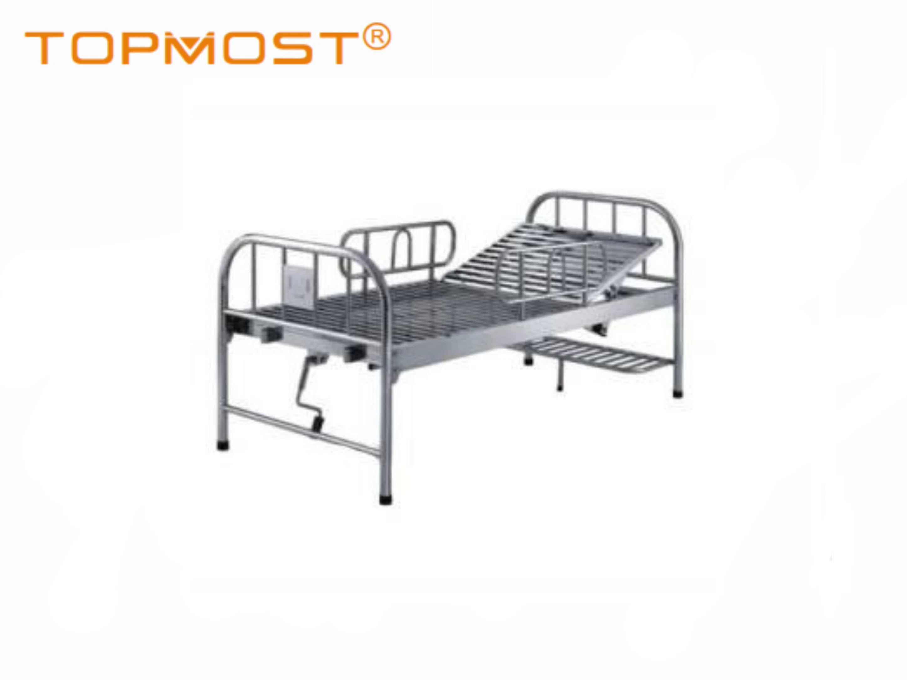 Stainless Steel Adjustable Manual 1 Crank Metal Hospital Bed