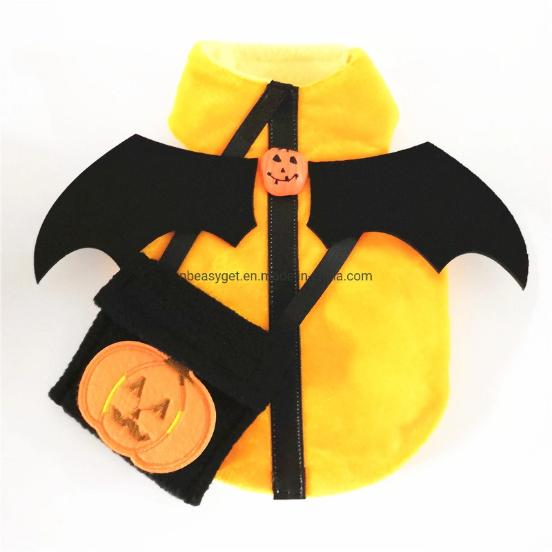 Fun Party Cute Pet Dog Yellow Costume with Bat Wings for Halloween Party Event, Cute Pet Halloween Costume for Cute Little Dogs Esg12765