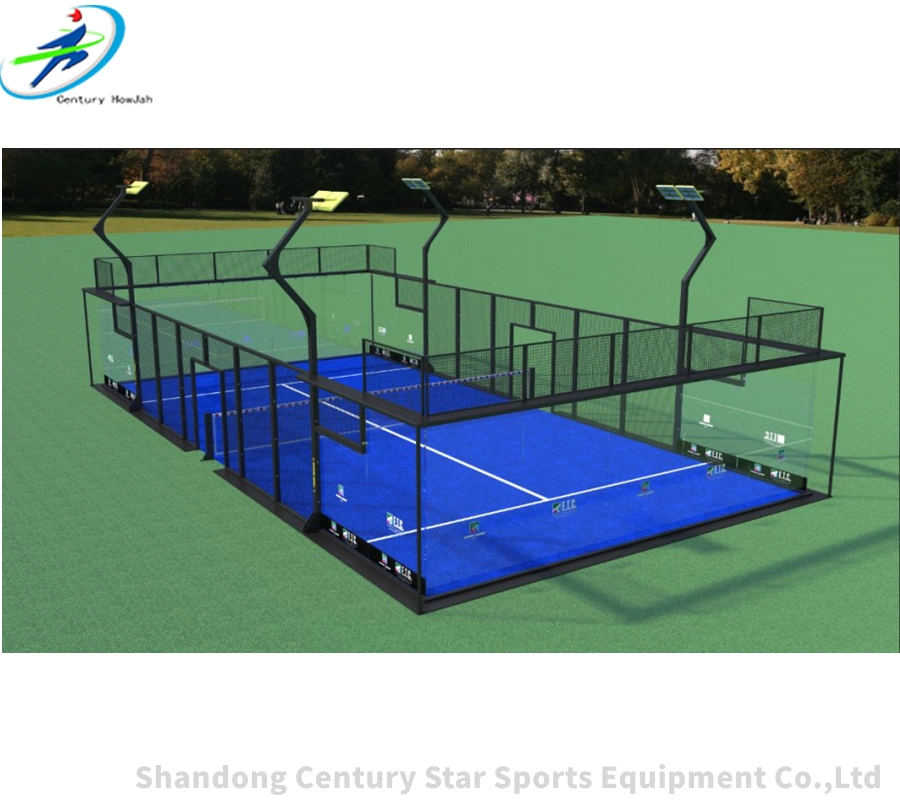 مجموعة كاملة من ملعب تنس بادل الرياضي المحترف البانورامي 10X20m التنس كورت غراس سياج Netting
