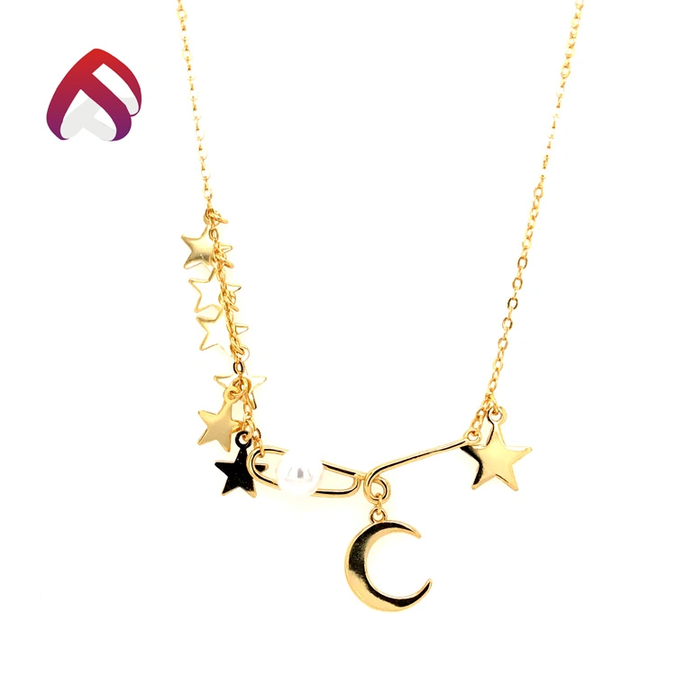 925 Silver Necklace Coin, Custom Design 925 Silver Moon Star Necklace Pendant, Fashion Jewelry for Promotional Gifts (NL87568)