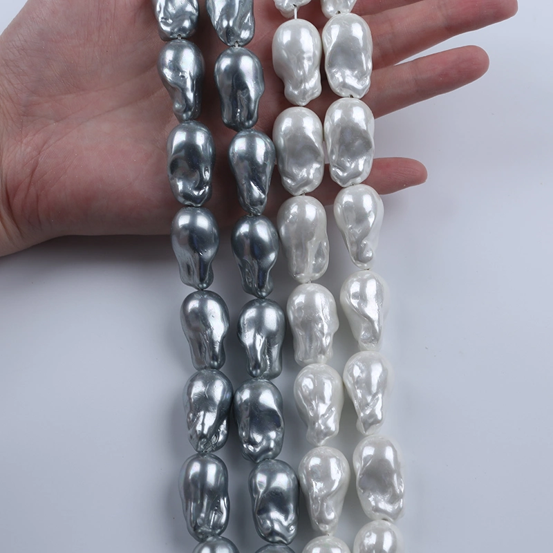 Hot Sale 15-16mm White and Gray Color Shell Baroque Pearl for Jewelry Making