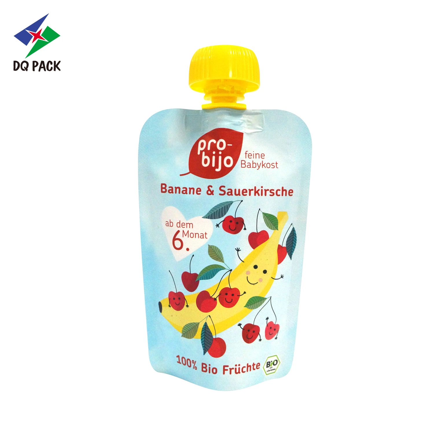 Dq Pack Customized Logo Snack Stand up Spout Pouch Gualapack Baby Food Bag 90g Doypack Bag for Lid Beverage Juice Jelly