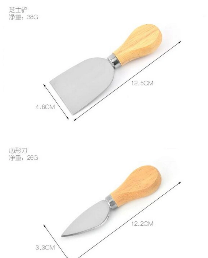 Kitchen Wood Handle Wood Box Cheese Knife Set of 4 Pieces