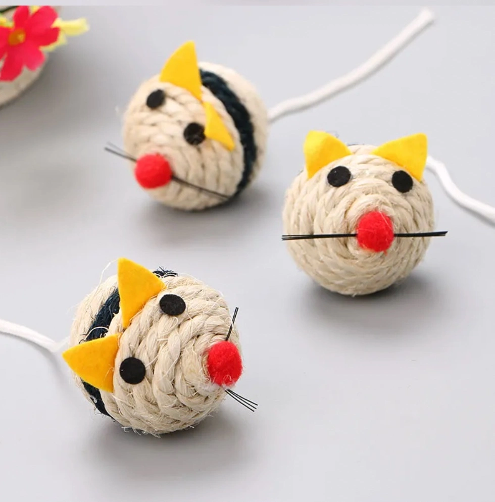 Heißer Verkauf Haustierprodukte Mausform Sisal Sound Ball Katze Spielzeug