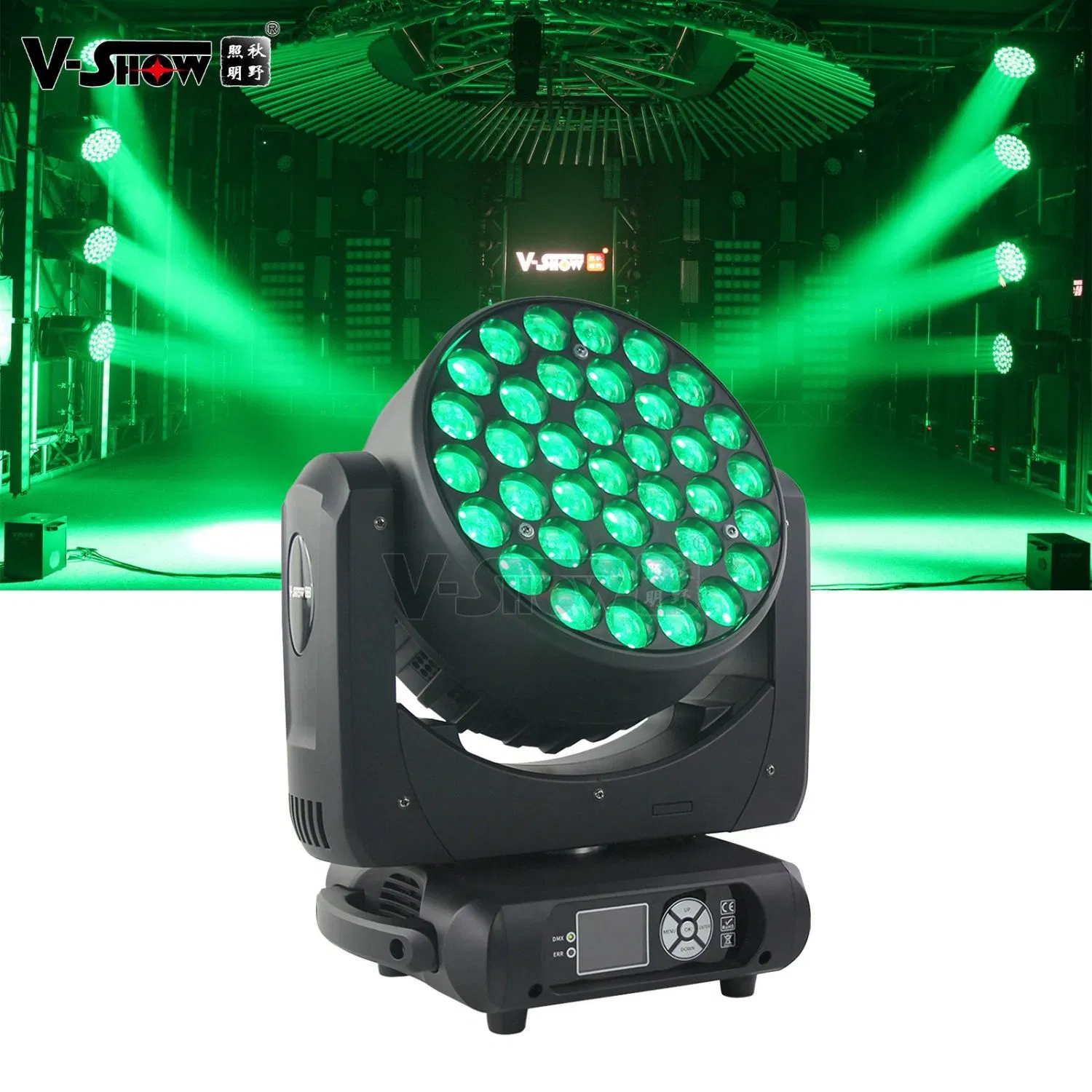 V-Show Beam Wash Zoom 37*15W RGBW 4en1 cabezal móvil para DJ Disco Luz